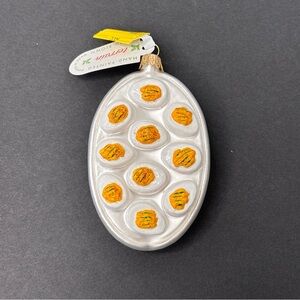 Anthropologie Terrain Deviled Eggs Platter Ornament 4" Glass Ornament NWT